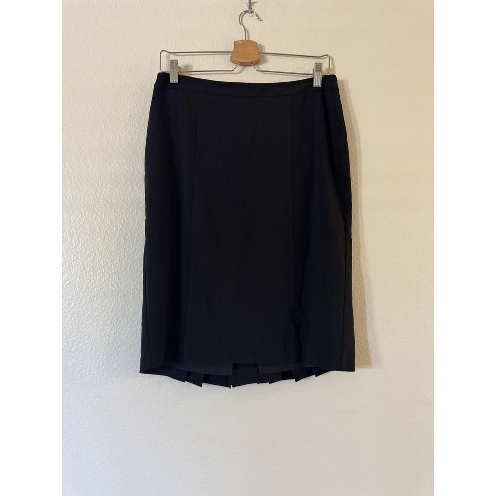 White House Black Market Skirt Womens 8 Black‎ Pleated Knee Length Pencil USA